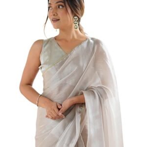 Shimmer Chiffon Lace Border Saree