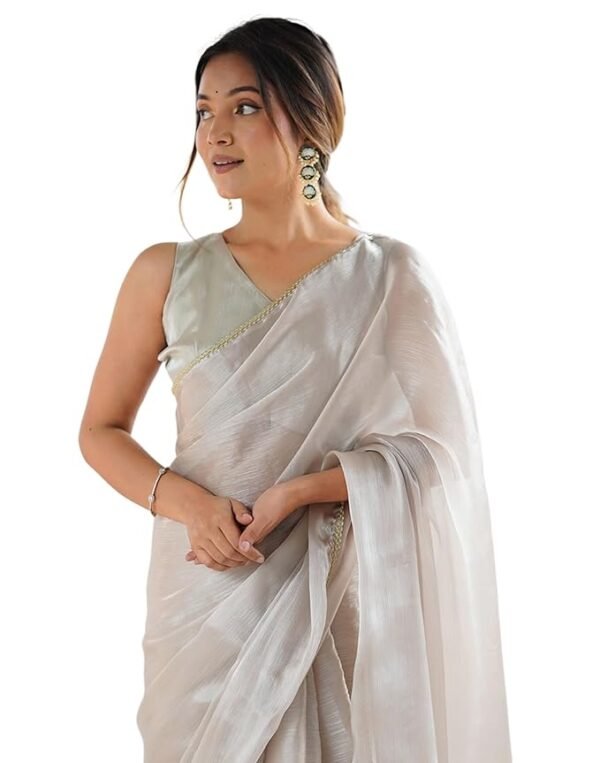 Shimmer Chiffon Lace Border Saree