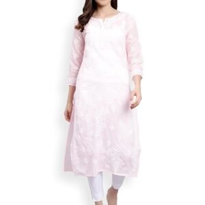 Chikan Hand Embroidered Straight Kurti
