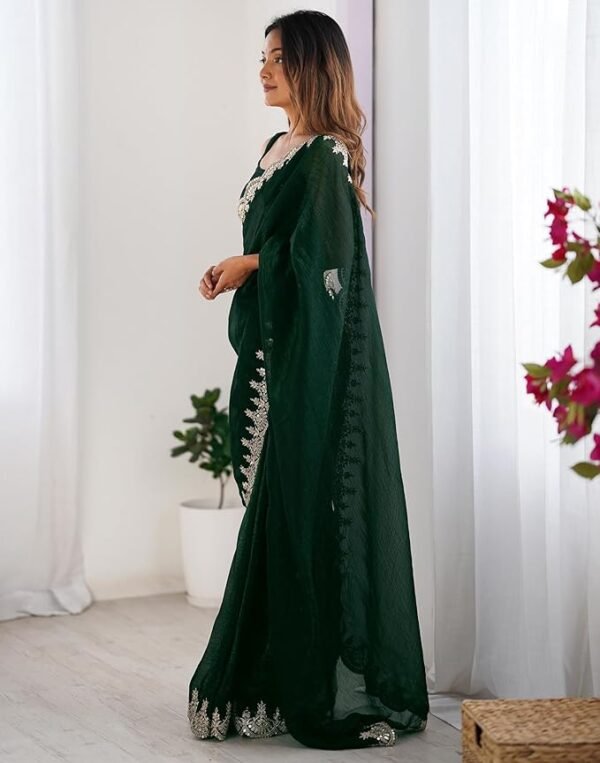 Shimmer Chiffon Sequence Embroidery saree - Image 5