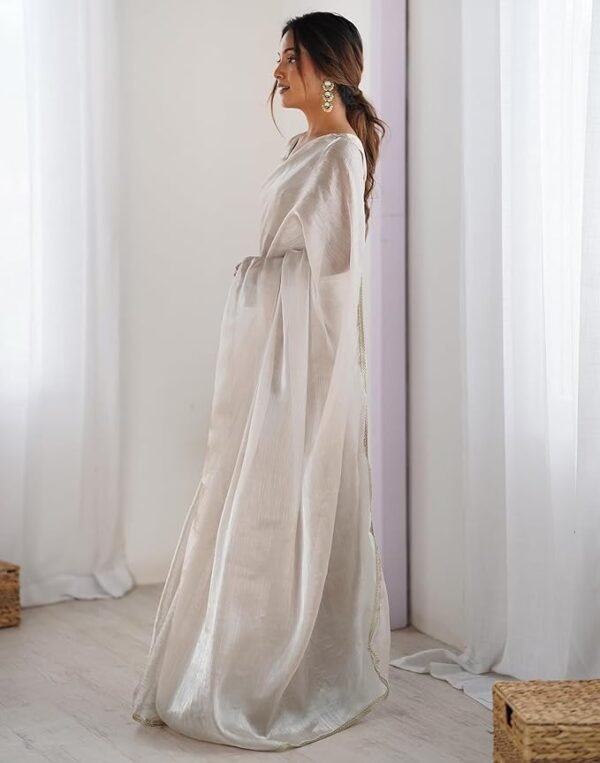 Shimmer Chiffon Lace Border Saree - Image 6