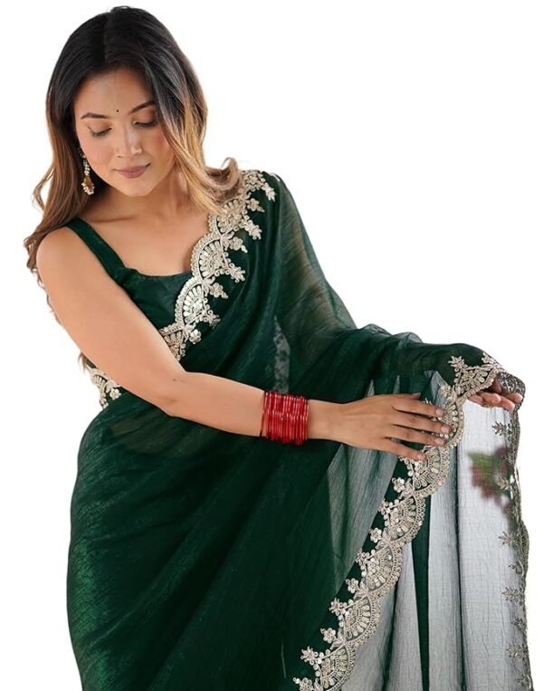 Shimmer Chiffon Sequence Embroidery saree