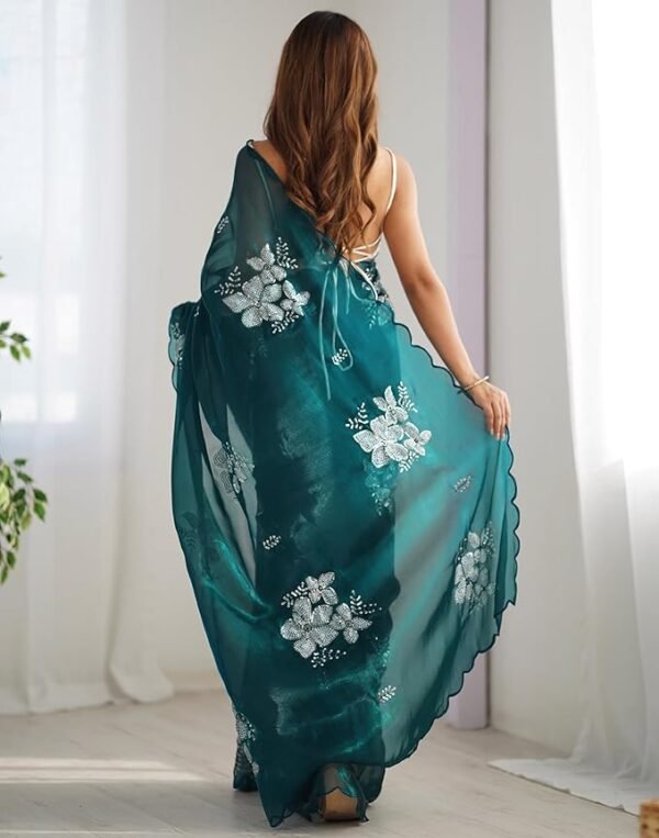 Women's Shimmer Chiffon Sequence saree - Image 5
