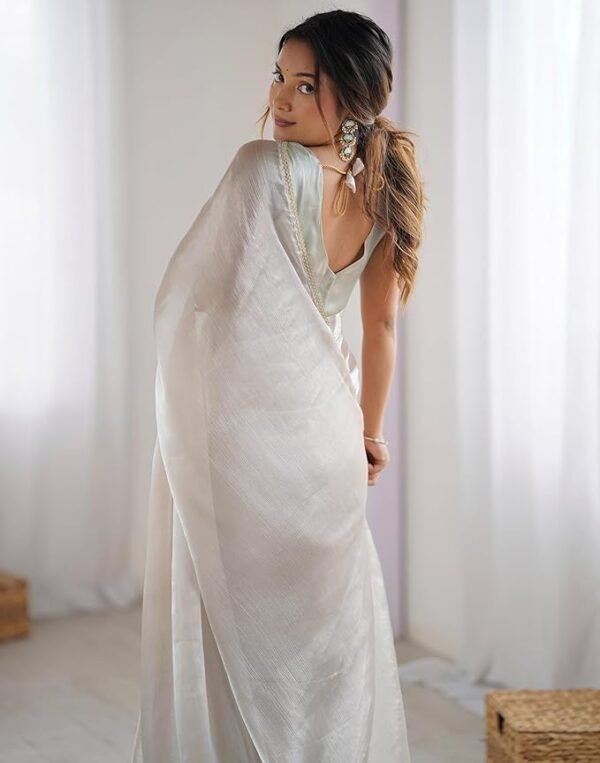 Shimmer Chiffon Lace Border Saree - Image 2