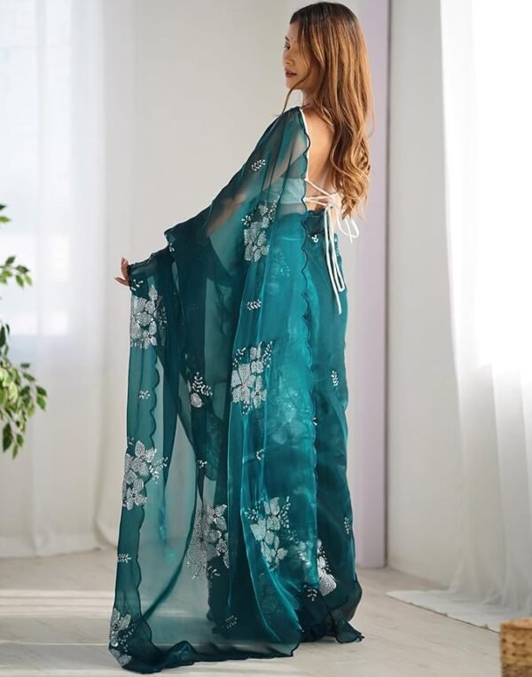 Women's Shimmer Chiffon Sequence saree - Image 6