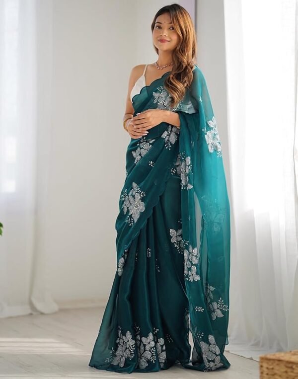 Women's Shimmer Chiffon Sequence saree - Image 3