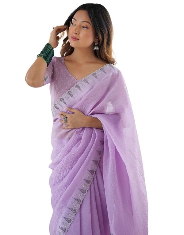 Shimmer Chiffon Sequence Embroidery saree