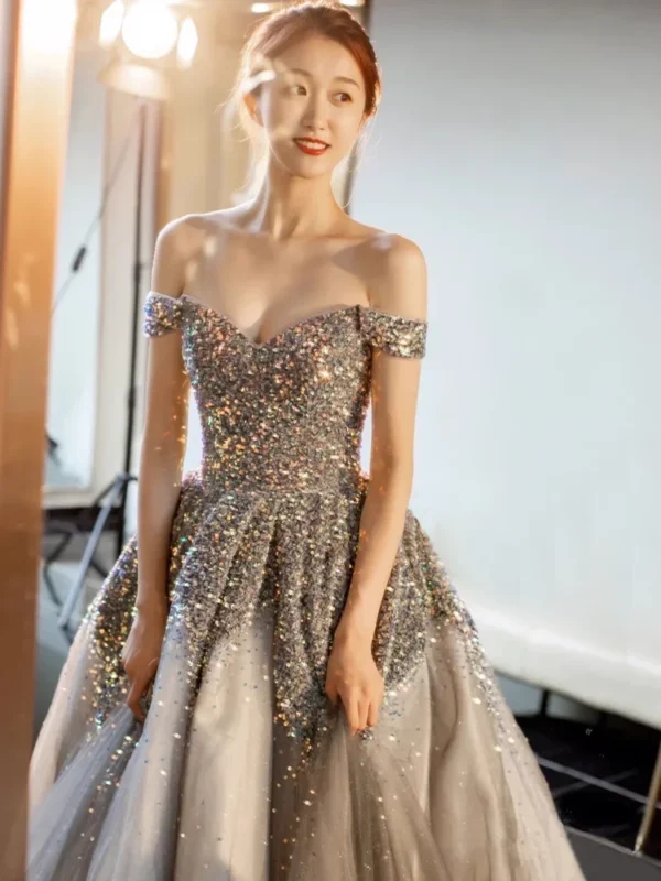 Gown Strapless Sequin Party Dresses - Image 4