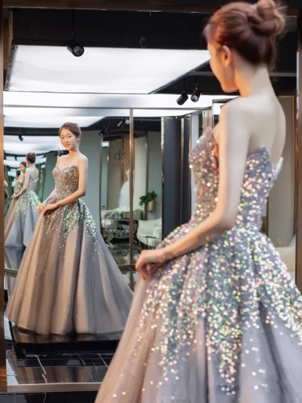 Gown Strapless Sequin Party Dresses - Image 3