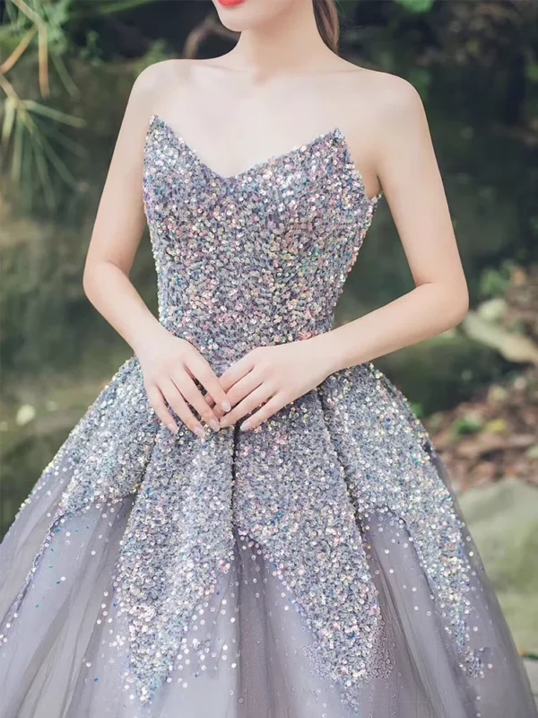 Gown Strapless Sequin Party Dresses - Image 2