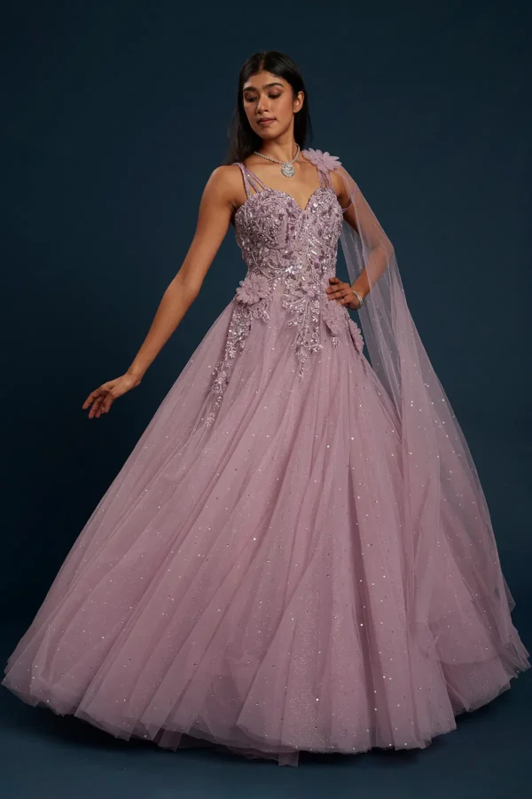 Cocktail Gown with Bead Work - Image 3