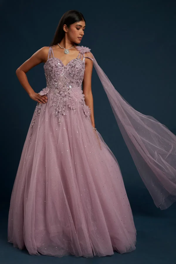 Cocktail Gown with Bead Work - Image 2