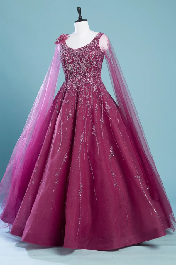 Indowestern Gown with Sequins Work - Image 3