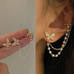 Ear Cuff Butterfly Stud Earrings